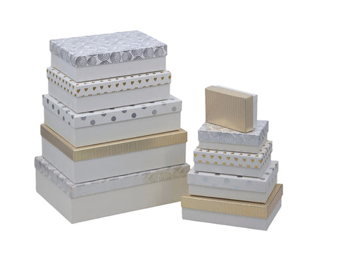Bulk 3 White Elegance Foiled Gift Box Set 10 37x27x11cm In Australia - Darrahopens