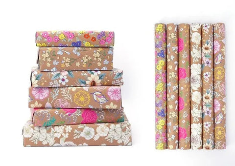 Bulk 50 Kraft Paper Floral Gift Wrap 70cmx2m 38mm Core In Australia - Darrahopens