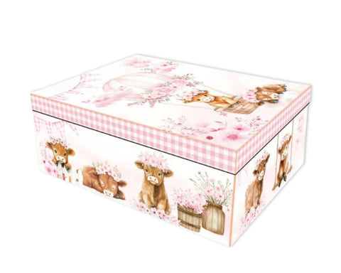 Bulk 2 Pink Highland Cow Gift Box Set 18 43x34x16cm In Australia - Darrahopens