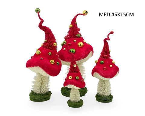 Bulk 4 Xmas Quirky Mushroom Med 45x15cm In Australia - Darrahopens