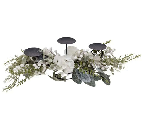 Xmas White Hydrangea & Berry Centerpiece 62cm In Australia - Darrahopens