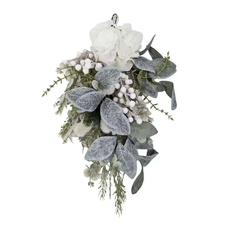 Xmas White Hydrangea & Berry Drop 80cm In Australia - Darrahopens
