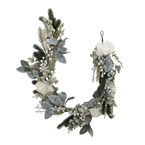 Xmas White Hydrangea & Berry Garland 150cm In Australia - Darrahopens