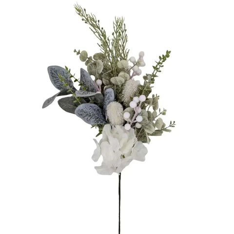 Xmas White Hydrangea & Berry Spray 62cm In Australia - Darrahopens