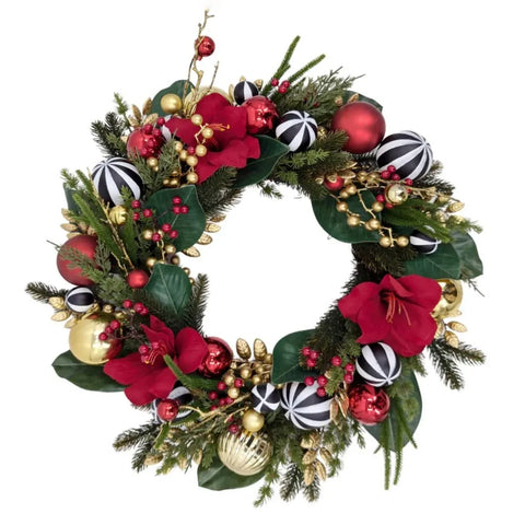 Xmas Amaryllis Glow Wreath 60cm In Australia - Darrahopens