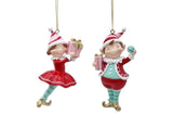 Bulk 12 Xmas Candyland Boy&girl Hanging Elf Resin 12cm In Australia - Darrahopens