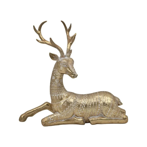 Bulk 4 Xmas Golden Elegance Polyresin Deer Sitting 34x13x33cm In Australia - Darrahopens