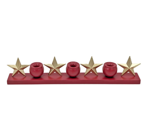 Bulk 6 Xmas Red Candle Holder W 4 Gold Stars 53x6x10.5cm In Australia - Darrahopens