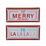 Bulk 8 Xmas Sign On Wooden Box Deco 30x13cm 2 Asst
