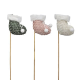 Bulk 24 Xmas Fabric Shoes Stick 7.5cm 3 Asst