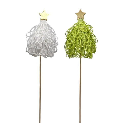 Bulk 24 Xmas Fabric Tree Stick 6cm 2 Asst