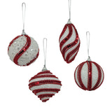 Bulk 36 Xmas R&w Glitter Bauble Ornaments 8cm 4 Asst In Australia - Darrahopens