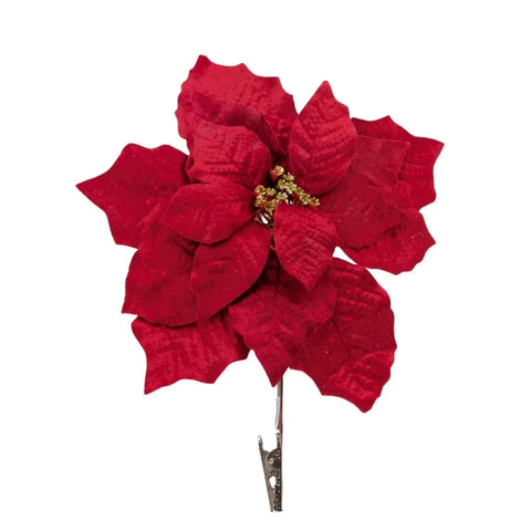 Bulk 24 Xmas Poinsettia W Clip 25cm In Australia - Darrahopens