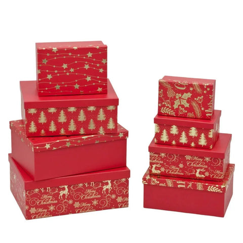 Bulk 2 Xmas Luxe Red&gold Foiled Gift Box Set 18 43x34x16cm 4 Asst In Australia - Darrahopens