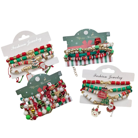 Bulk 24 Xmas Jingle Bell Bracelet pk5 4 Asst In Australia - Darrahopens