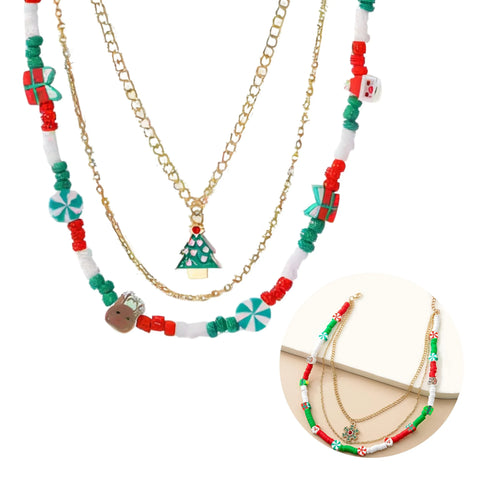 Bulk 24 Xmas Multi Layer Bead Necklace 2 Asst In Australia - Darrahopens