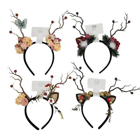 Bulk 24 Xmas Reindeer Floral Headband 26x27cm 4 Asst In Australia - Darrahopens
