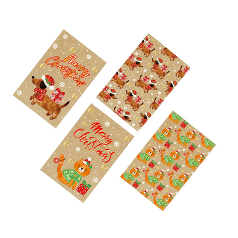 Bulk 48 Kraft Festive Pets Xmas Cards pk8 11.5x17.5cm Asst In Australia - Darrahopens