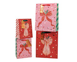 Bulk 24 Red Bow Foiled Xmas Bag Xlrg 42x31x12cm 2 Asst