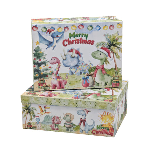 Bulk 2 Dinosaur Xmas Gift Box Set 18 43x34x16cm In Australia - Darrahopens
