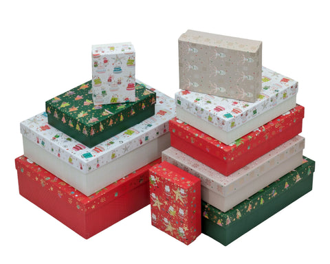 Bulk 3 Elegant Foiled Rect Xmas Gift Box Set 10 37x27x11cm In Australia - Darrahopens