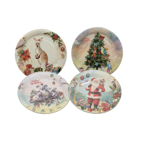 Bulk 48 Aussie Native Xmas Paper Plates 23cm pk10 4 Asst In Australia - Darrahopens