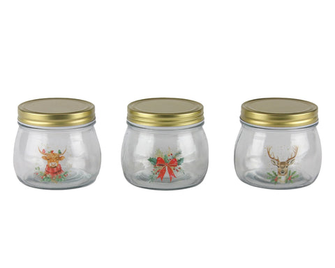 Bulk 24 The Xmas Icon Glass Jar 470ml 3 Asst In Australia - Darrahopens