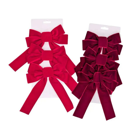 Bulk 24 Xmas Red & Burgundy Bow pk3 16x24cm 2 Asst In Australia - Darrahopens