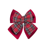 Bulk 24 Xmas Layered Velvet & Tartan Bow 20x22cm