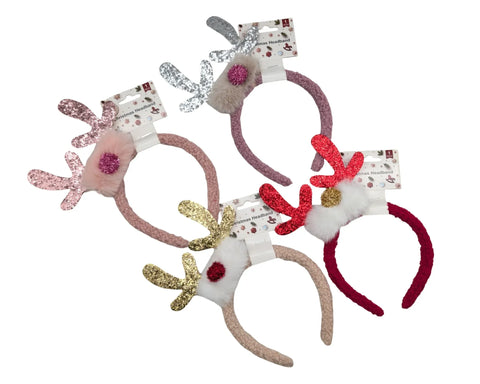 Bulk 24 Xmas Glitter Antler Hairband 4 Asst In Australia - Darrahopens
