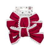 Bulk 24 Velvet Pom Pom Bow Hair Clip pk2 15x10cm