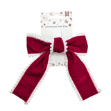 Bulk 24 Velvet Pom Pom Bow Hair Clip Size: 13.5x17cm