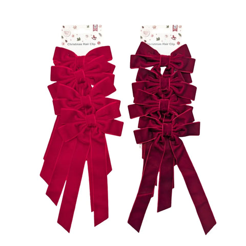 Bulk 24 Red & Burgundy Velvet Bow pk4 11x20cm 2 Asst In Australia - Darrahopens
