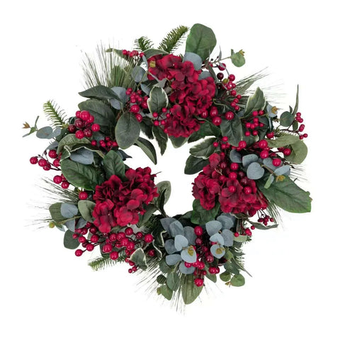 Bulk 3 Xmas Heritage Hydrangea & Berry Wreath 60cm In Australia - Darrahopens