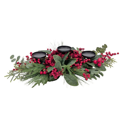 Bulk 3 Xmas Heritage Hydrangea & Berry Centrepiece 71cm In Australia - Darrahopens