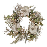 Bulk 3 Xmas Champagne Poinsettia Luxe Wreath 66x12cm In Australia - Darrahopens