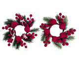 Xmas Flocking Berry Wreath 22x6cm 2 Asst In Australia - Darrahopens