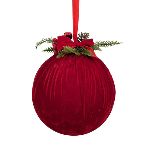 Bulk 6 Xmas Red Velvet Bauble W Ornament 30cm In Australia - Darrahopens