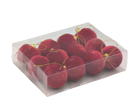 Bulk 24 Xmas Red Velvet Bauble d5cm pk12 In Australia - Darrahopens