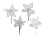 Bulk 36 Xmas White Poinsettia Pick d14-20x20cm 4 Asst In Australia - Darrahopens