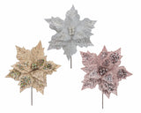 Bulk 24 Xmas Velvet Glitter Poinsettia 30x30cm 3 Asst In Australia - Darrahopens