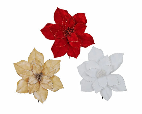 Bulk 24 Xmas Poinsettia Asst Col d40x40cm 3 Asst In Australia - Darrahopens