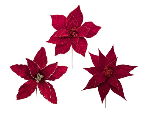 Bulk 24 Xmas Red Poinsettia 26/31/33x30cm In Australia - Darrahopens