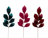 Bulk 24 Xmas Velvet Leave Pick 76cm 3 Asst In Australia - Darrahopens