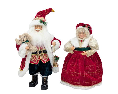 Bulk 4 Xmas Red Velvet Mr & Mrs Claus 40/45cmh 2 Asst In Australia - Darrahopens