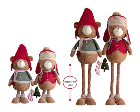 Bulk 2 Xmas Teddy Bear W Extendable Legs 45x35x173cm 2 Asst In Australia - Darrahopens