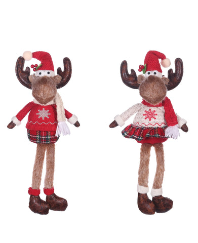 Bulk 12 Xmas Sitting Reindeer W Dangling Legs 16x12x41cm 2 Asst In Australia - Darrahopens