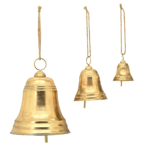 Bulk 2 Antique Gold Metal Ship Bell s/3 31x31x38.5cm In Australia - Darrahopens