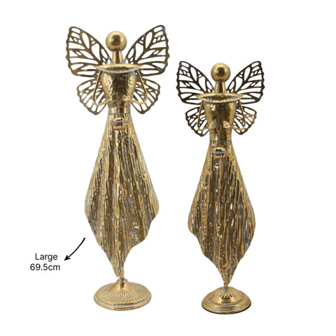 Bulk 4 Rustic Gold Metal Angel Deco Lrg 27x15x69.5cm In Australia - Darrahopens
