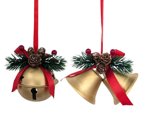 Bulk 24 Xmas Gold Metal Bell Hanger 7.5-10cm 2 Asst In Australia - Darrahopens